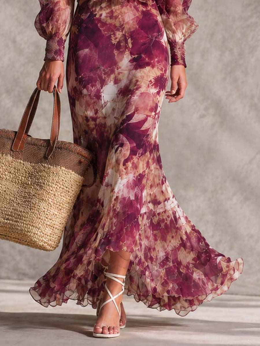 Abito Maxi Rosa in Chiffon con Spalle Scoperte – Chiara Rossetti (3)