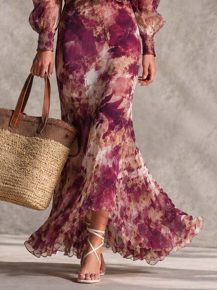 Abito Maxi Rosa in Chiffon con Spalle Scoperte – Chiara Rossetti (3)