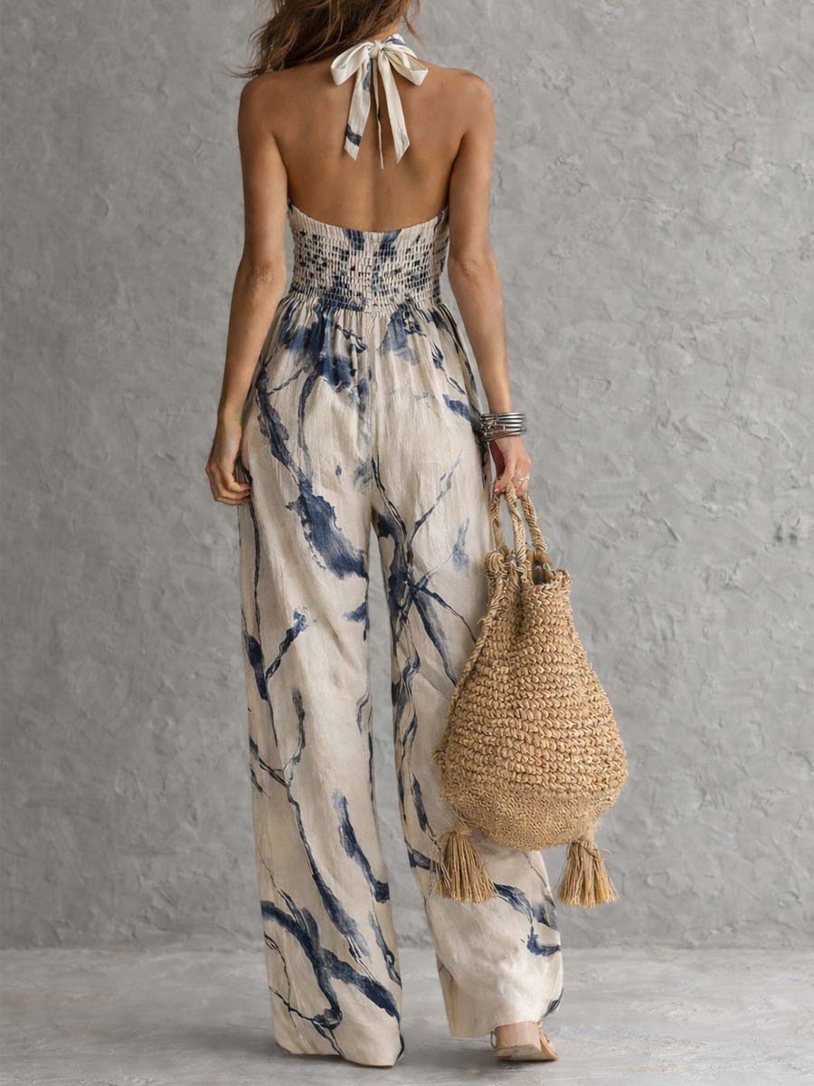 Tuta con Stampa Astratta e Scollo all'Americana – Chiara Rossetti (2)