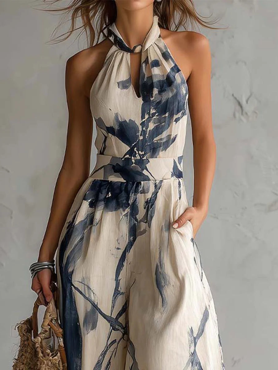 Tuta con Stampa Astratta e Scollo all'Americana – Chiara Rossetti (4)