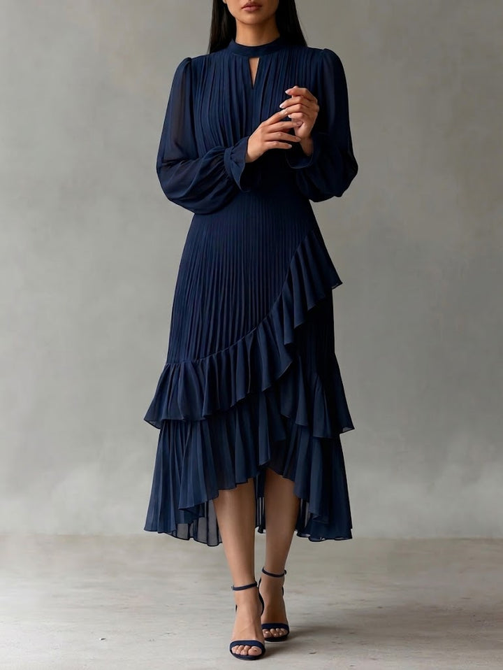 Camilla | Abito midi elegante plissettato con volant