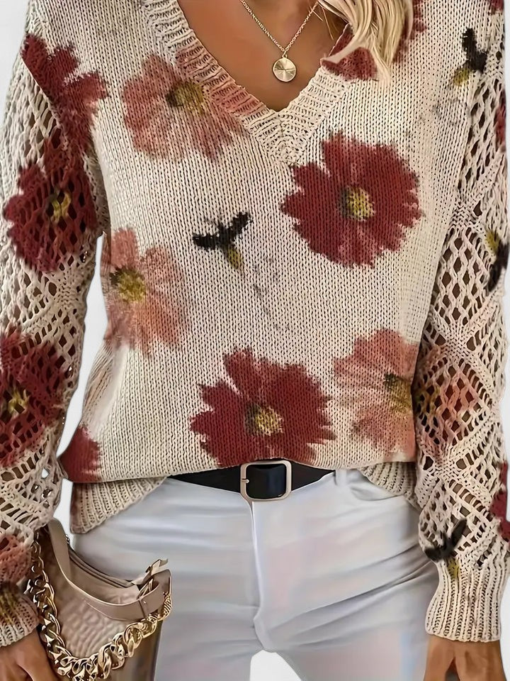 Aurélie | Elegante maglione lavorato a maglia floreale — 2