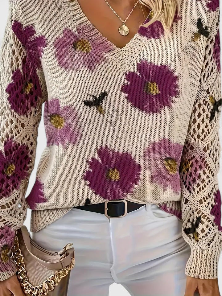 Aurélie | Elegante maglione lavorato a maglia floreale — 7
