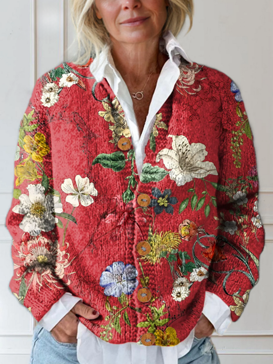 Chloe | Maglione cardigan floreale vintage — 1