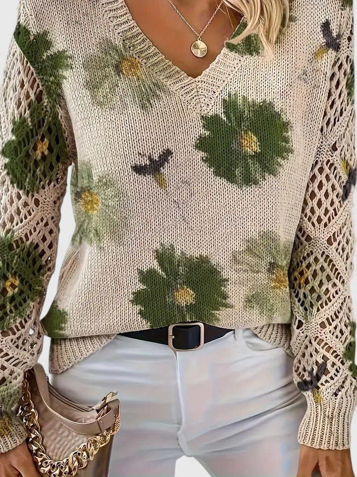 Aurélie | Elegante maglione lavorato a maglia floreale — 15