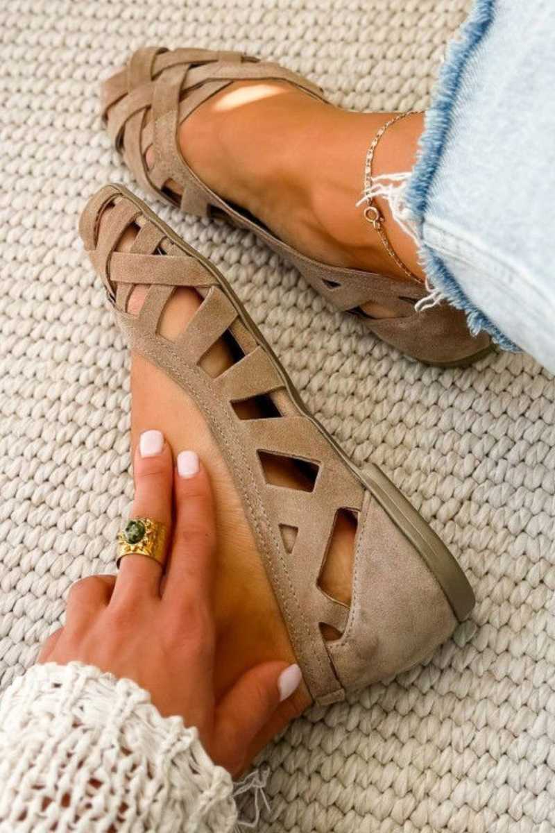 Caterina | Colourful Woven Sandals in Beige