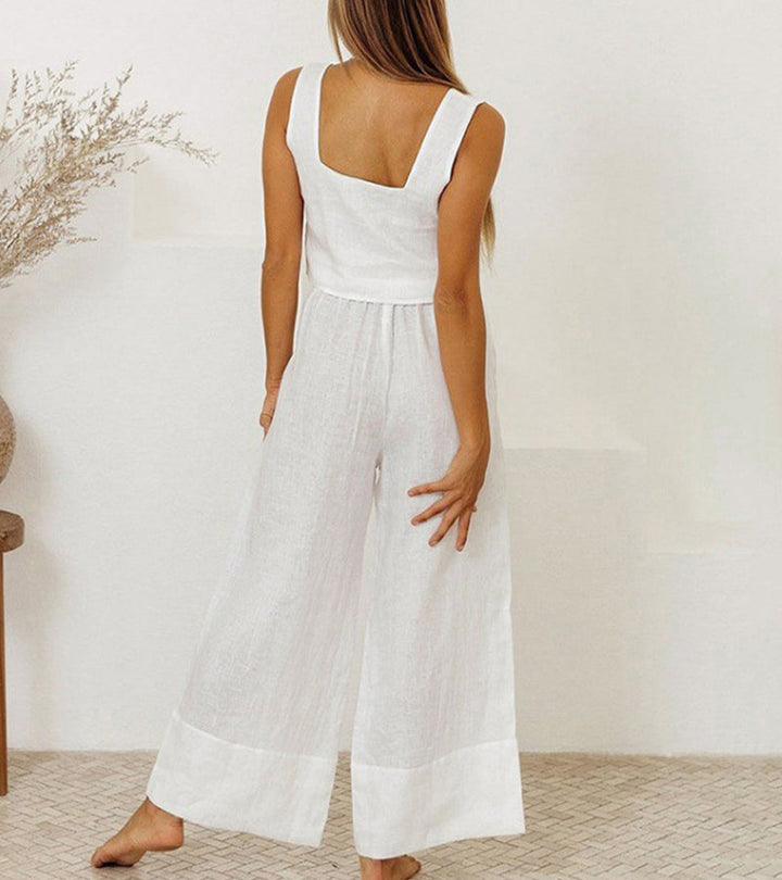 Megan | Completo minimalista con top e pantaloni svasati