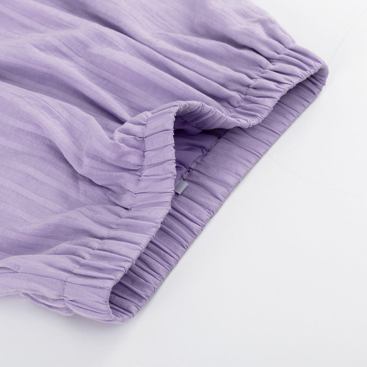 Viola | Completo con camicia abbottonata e shorts leggeri