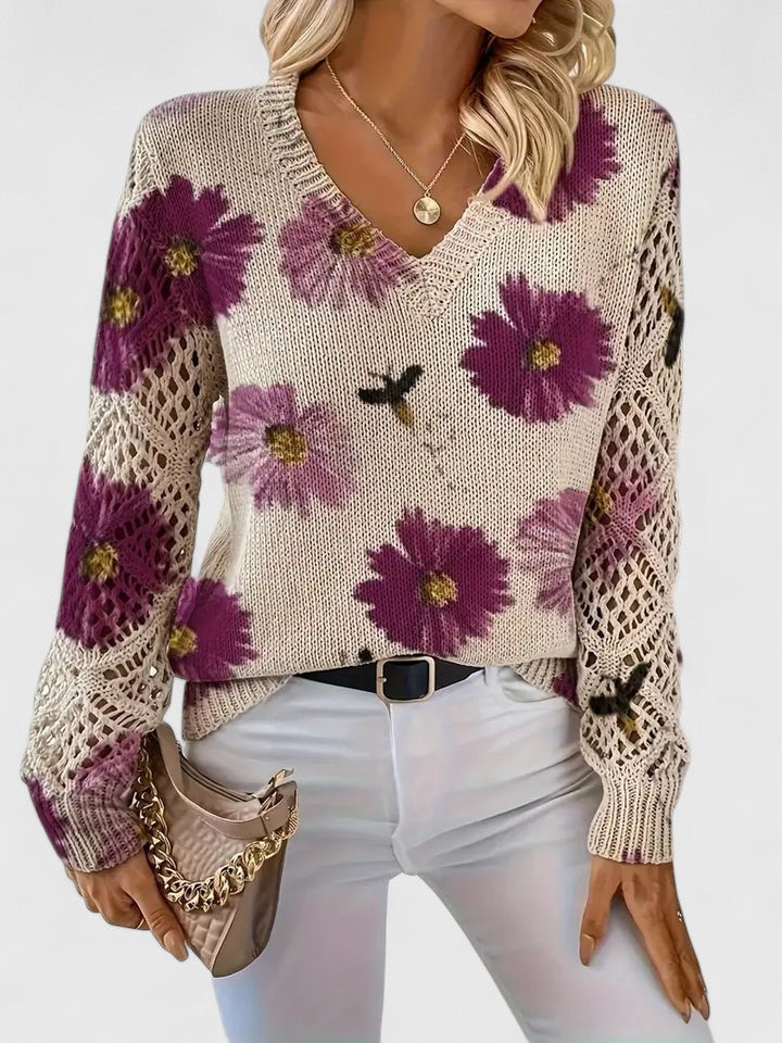 Aurélie | Elegante maglione lavorato a maglia floreale — 6