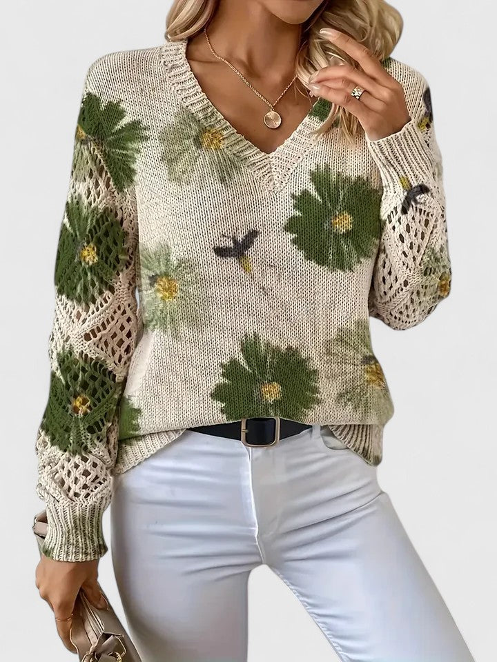 Aurélie | Elegante maglione lavorato a maglia floreale — 3
