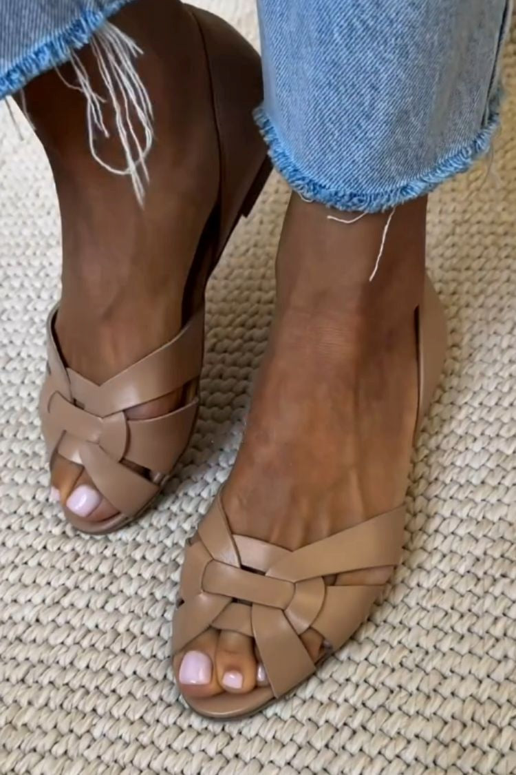 Serafina | Natural Woven Sandals in Brown