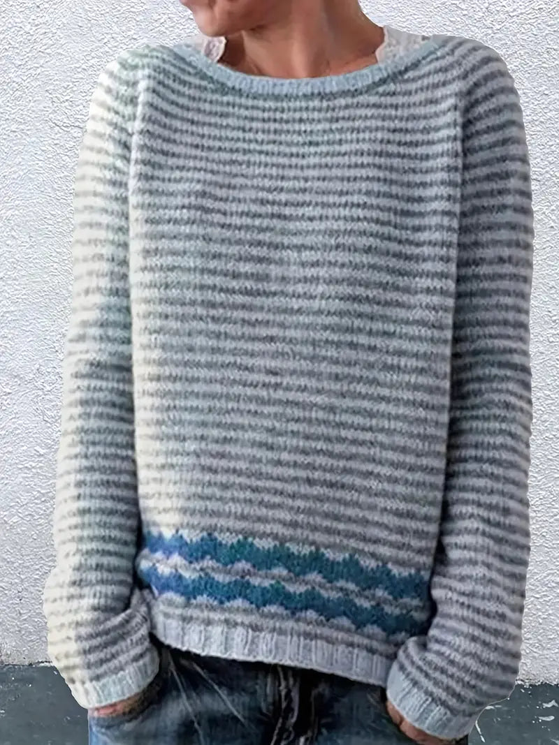 Maglione casual da donna con righe sottili — 2