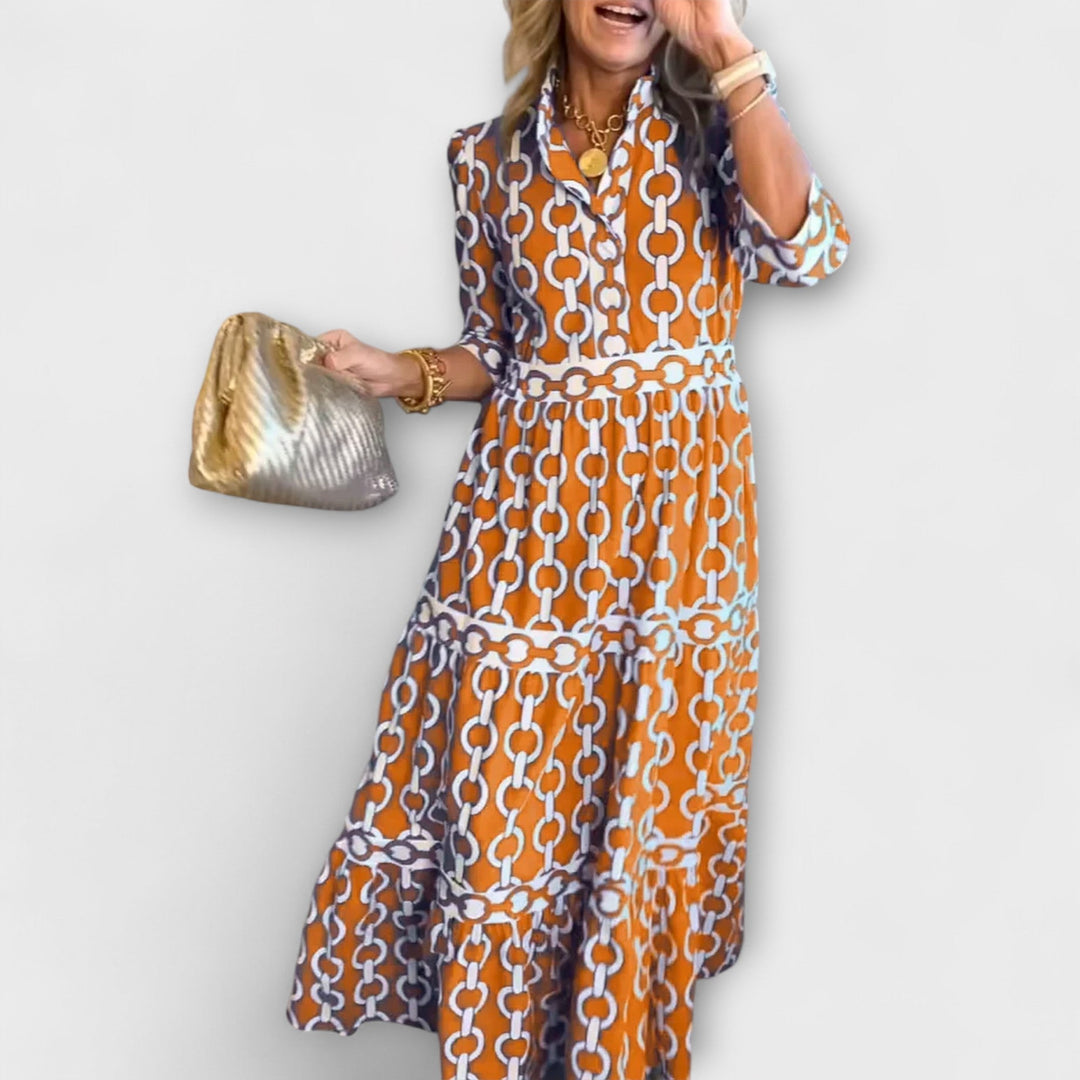 Juliana | Abito midi con stampa a catena