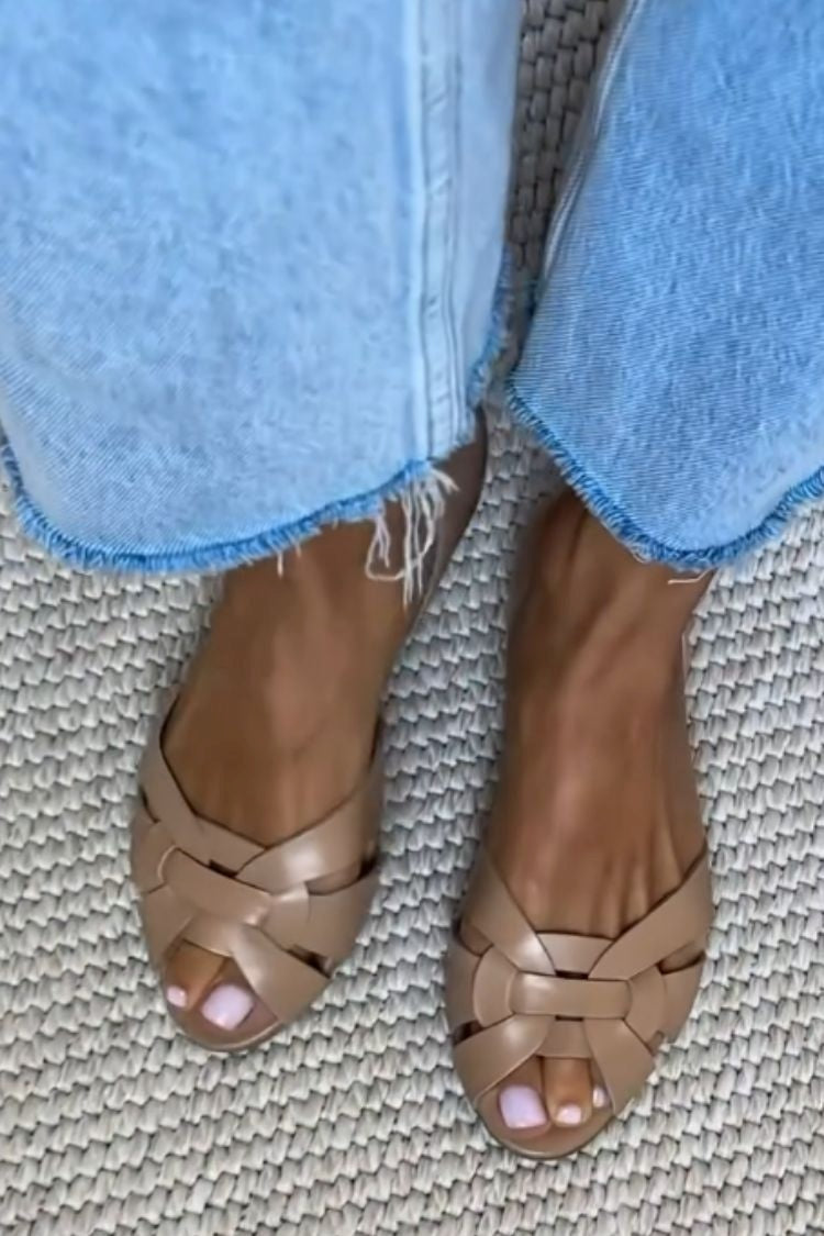 Serafina | Natural Woven Sandals in Brown
