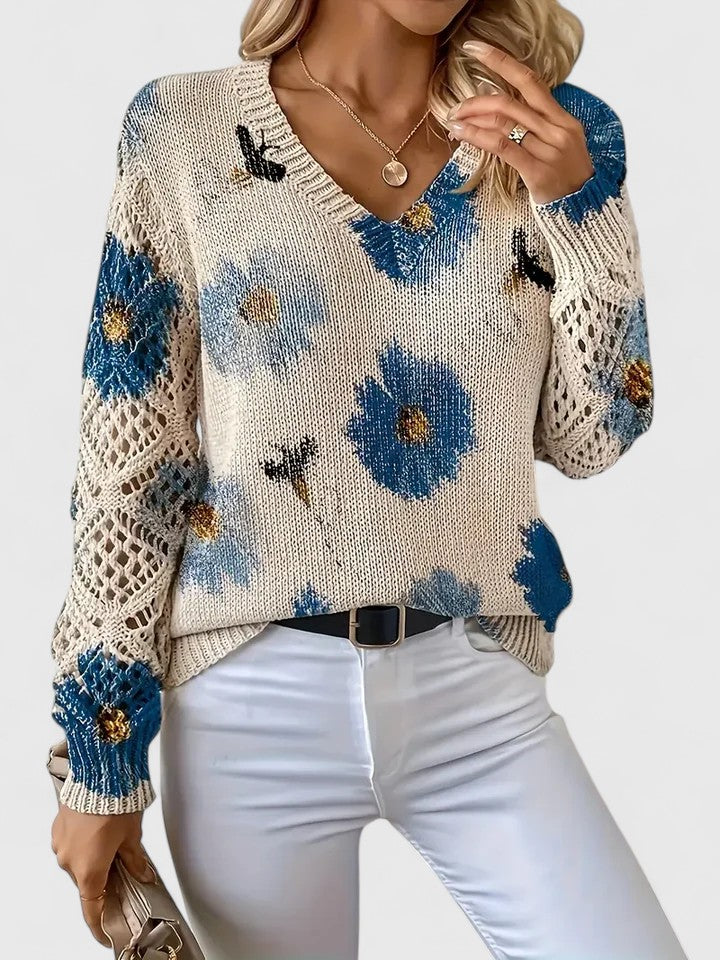 Aurélie | Elegante maglione lavorato a maglia floreale — 10
