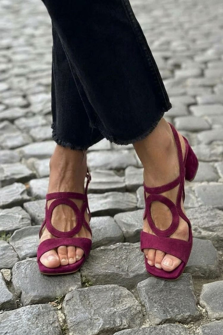 Valentina | Vibrant Heeled Sandals in Orange & Pink