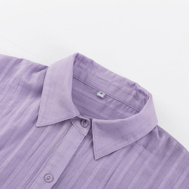 Viola | Completo con camicia abbottonata e shorts leggeri