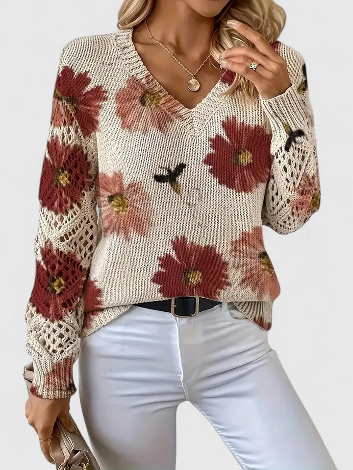 Aurélie | Elegante maglione lavorato a maglia floreale — 17