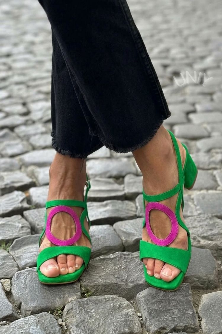 Valentina | Vibrant Heeled Sandals in Orange & Pink