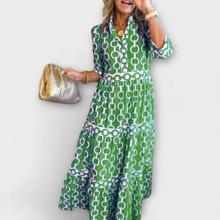 Juliana | Abito midi con stampa a catena