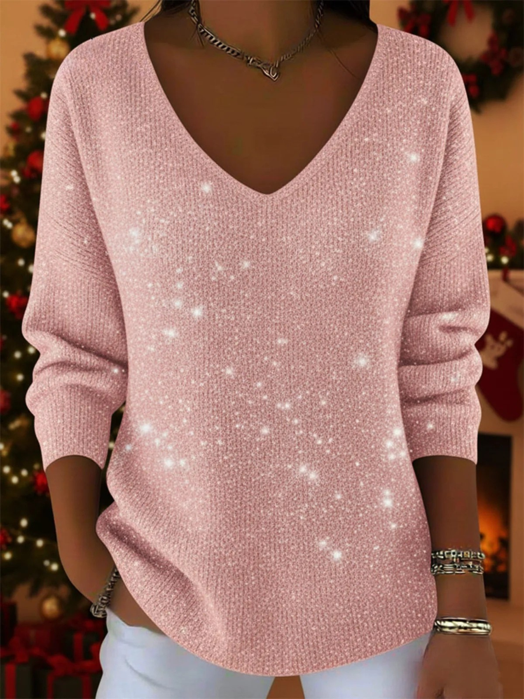 Adele | Maglione festivo con scollo a V — 5