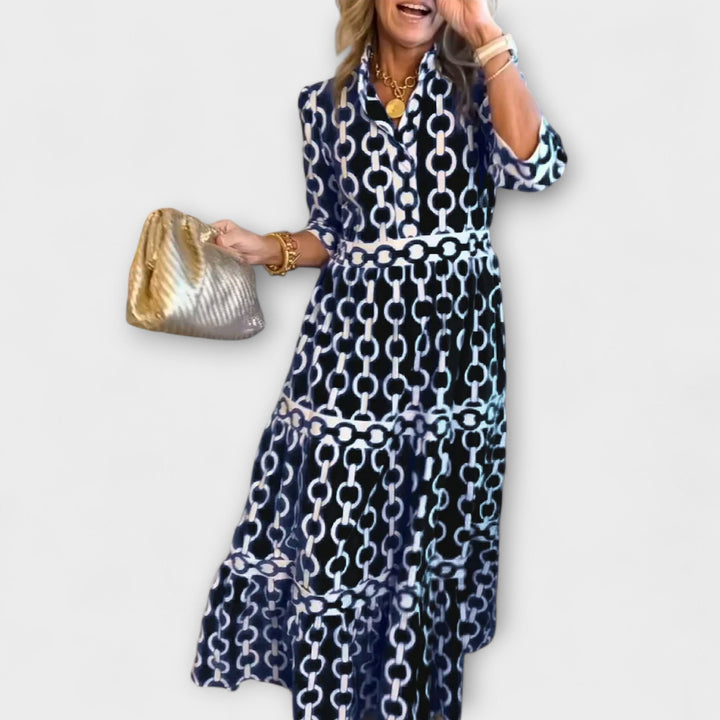 Juliana | Abito midi con stampa a catena
