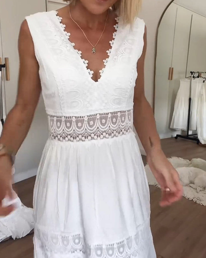 Circe | Abito sottoveste in pizzo con scollo a V