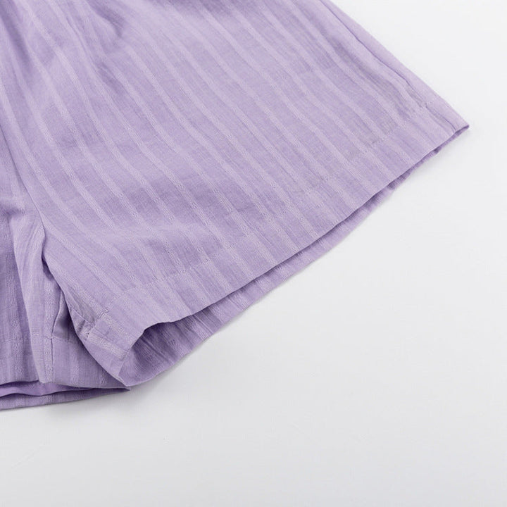 Viola | Completo con camicia abbottonata e shorts leggeri