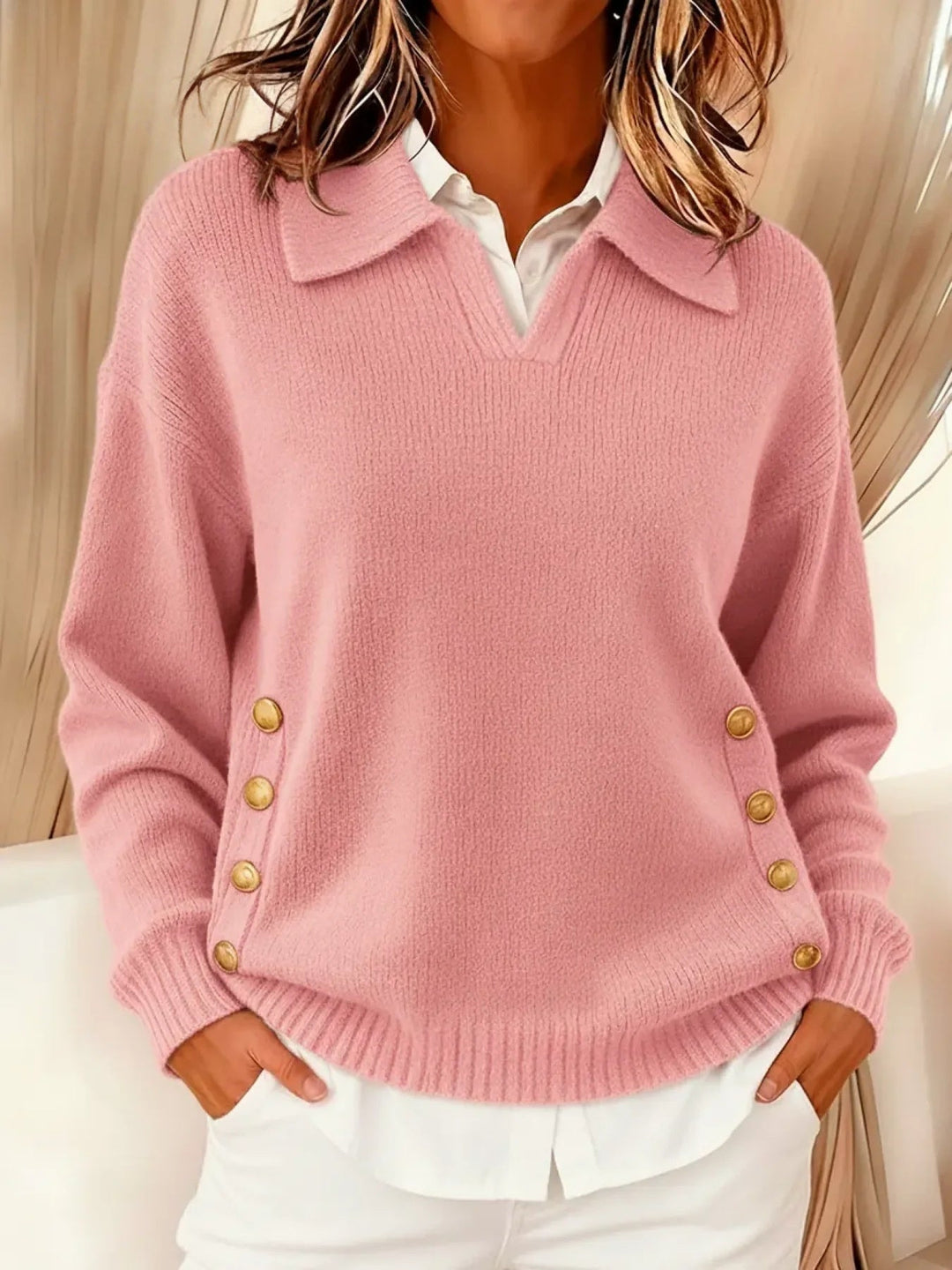 Vynette™ | Maglione Scollo a V con Colletto — 2