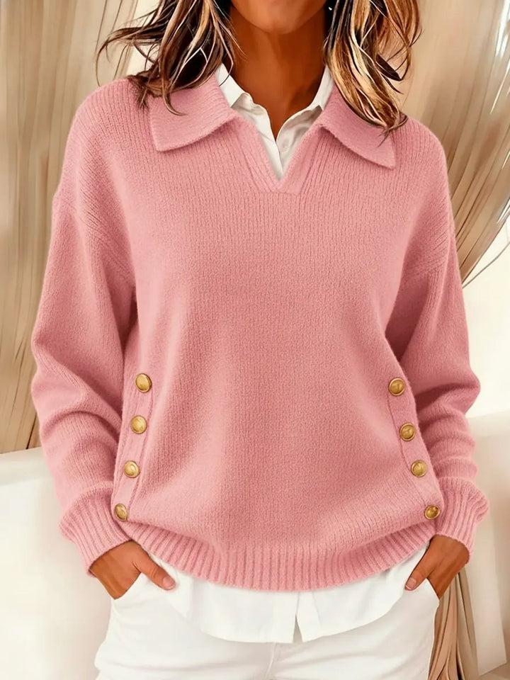 Vynette™ | Maglione Scollo a V con Colletto — 2