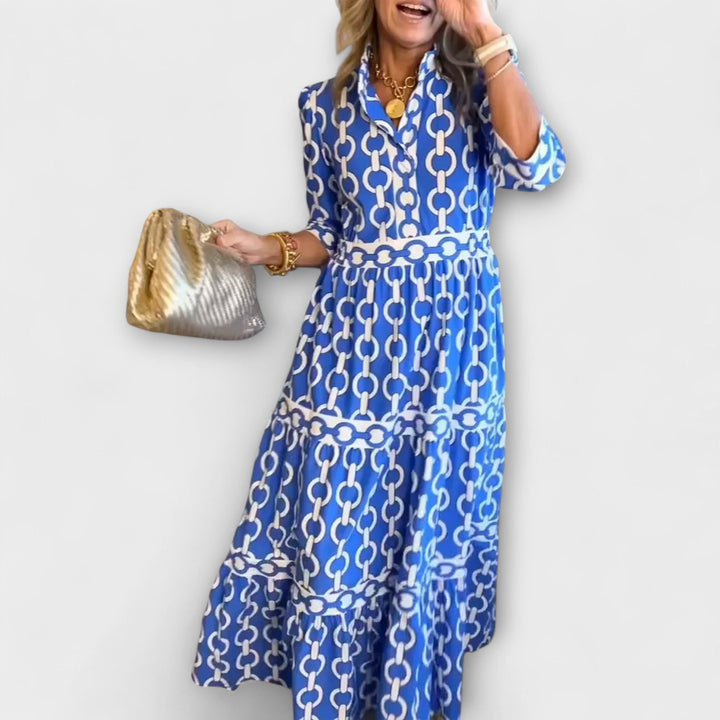 Juliana | Abito midi con stampa a catena