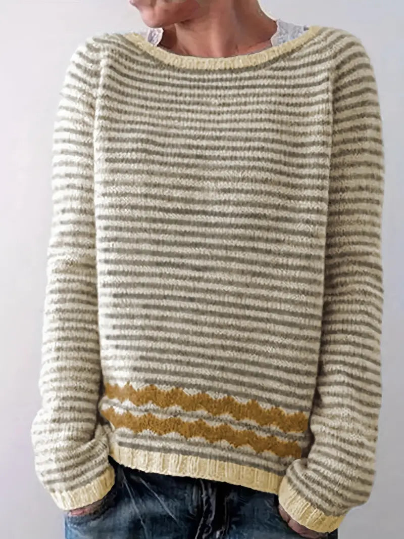Maglione casual da donna con righe sottili — 3