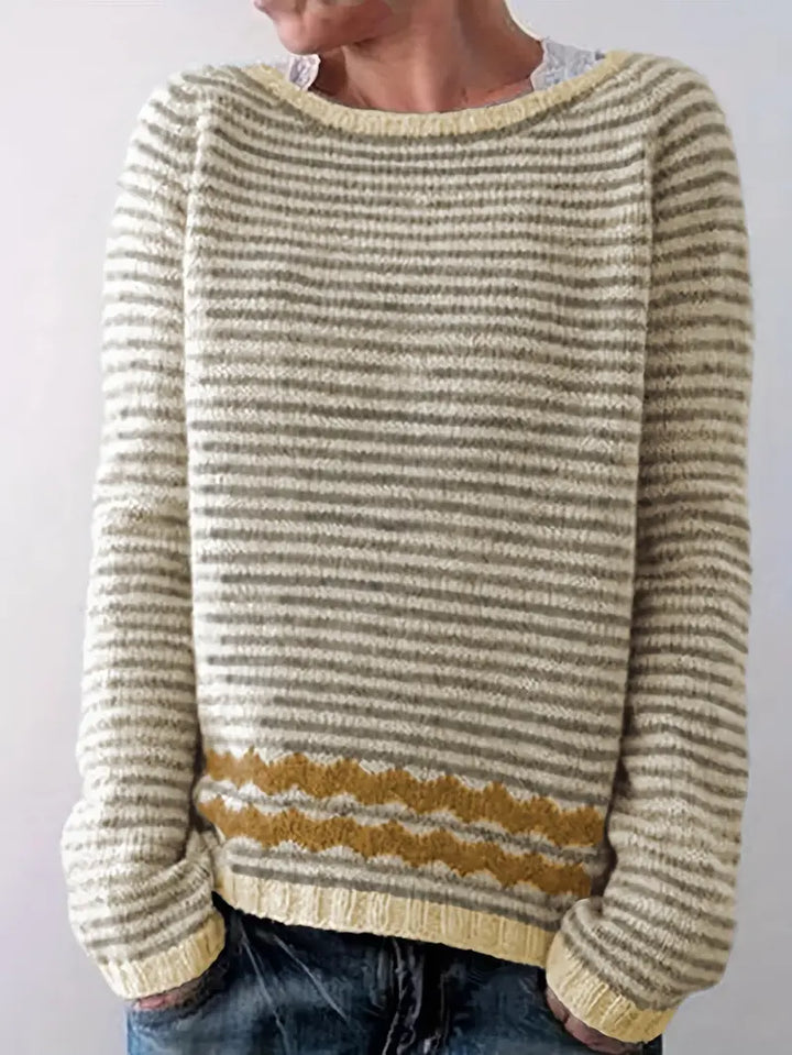 Maglione casual da donna con righe sottili — 3