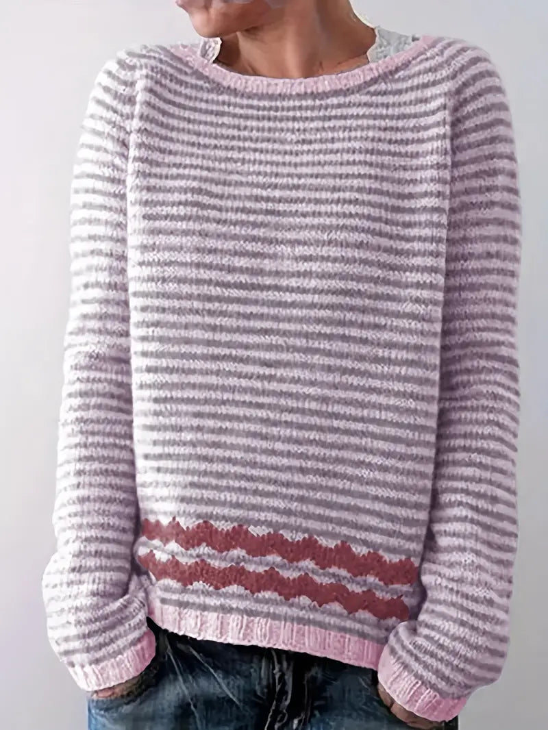 Maglione casual da donna con righe sottili — 1
