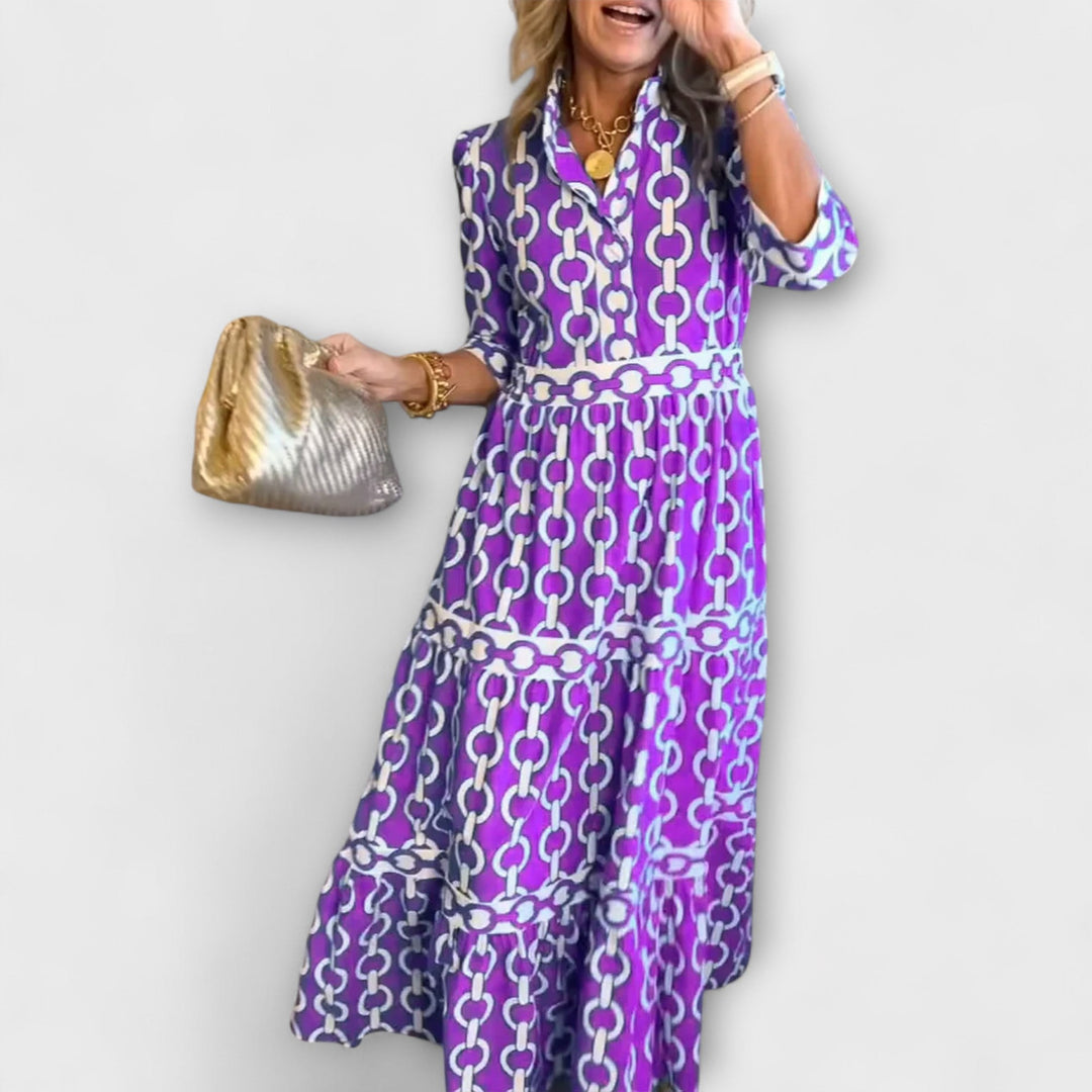 Juliana | Abito midi con stampa a catena