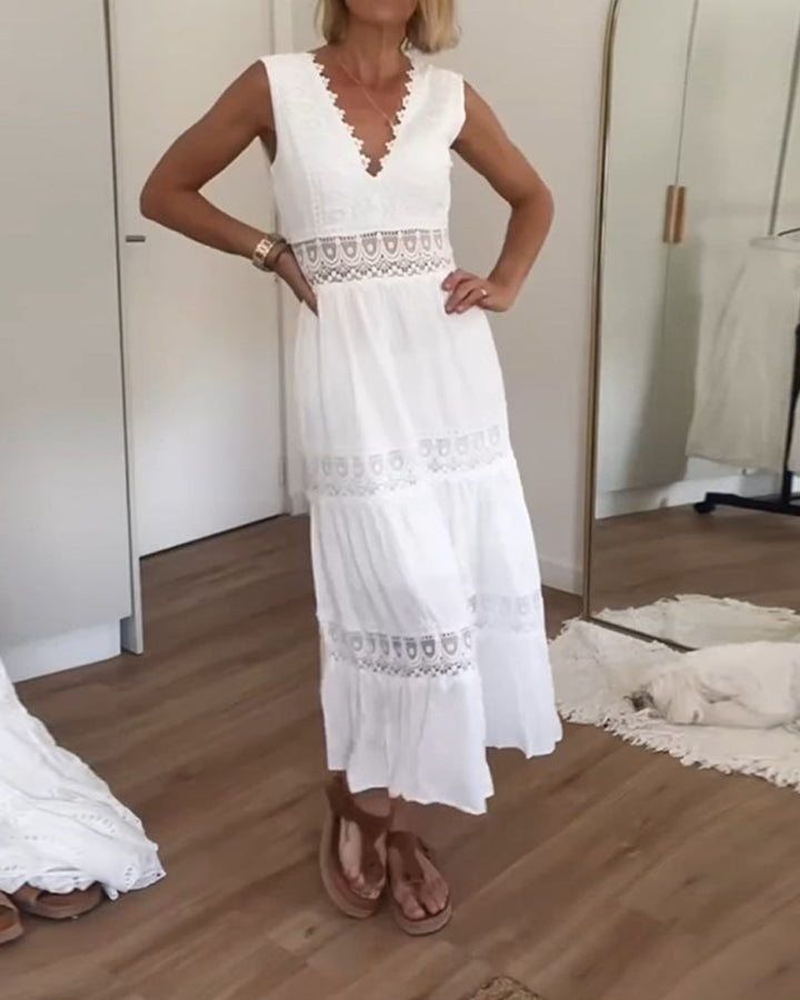 Circe | Abito sottoveste in pizzo con scollo a V