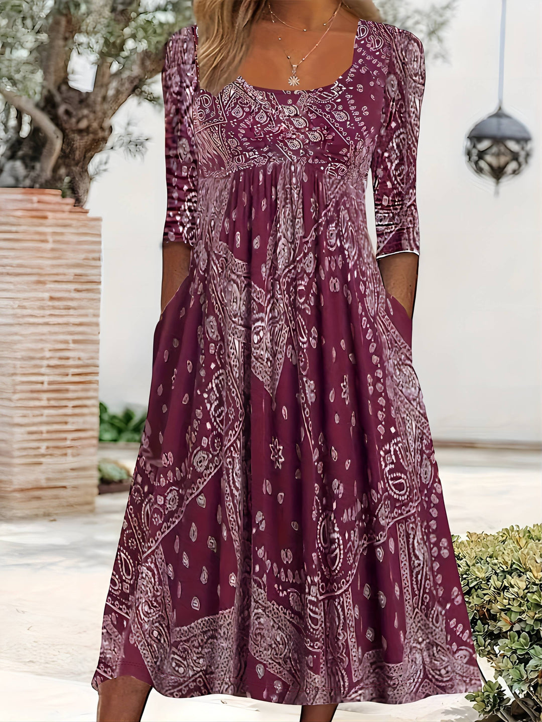 Elowen | Abito midi casual a maniche lunghe