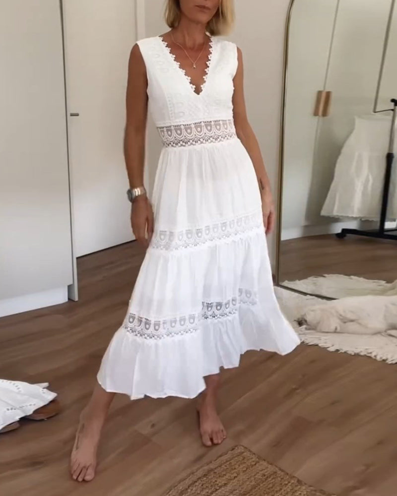 Circe | Abito sottoveste in pizzo con scollo a V