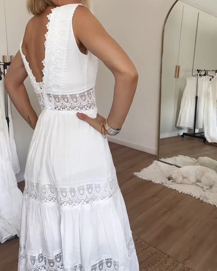 Circe | Abito sottoveste in pizzo con scollo a V
