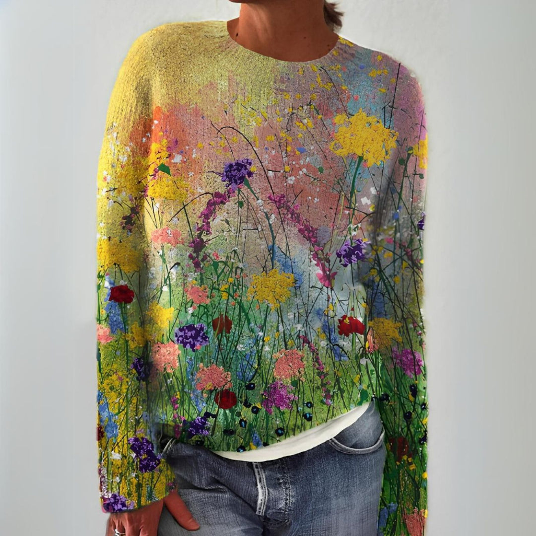 Marta | Maglione accogliente con fiori artistici — 1