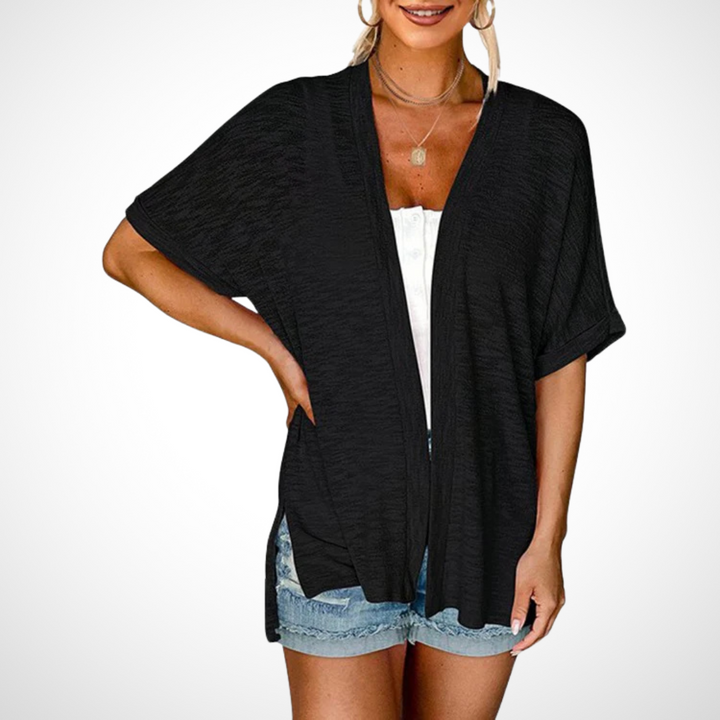 Ruth™ | Elegante cardigan fluido a maniche corte — 3