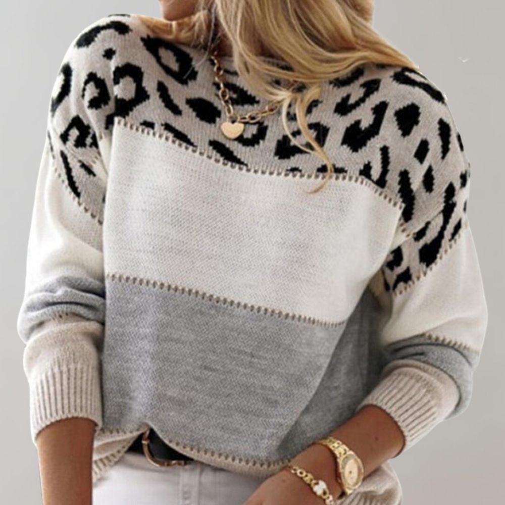 Diane | Maglione lavorato a maglia con accenti leopardati in cashmere — 5