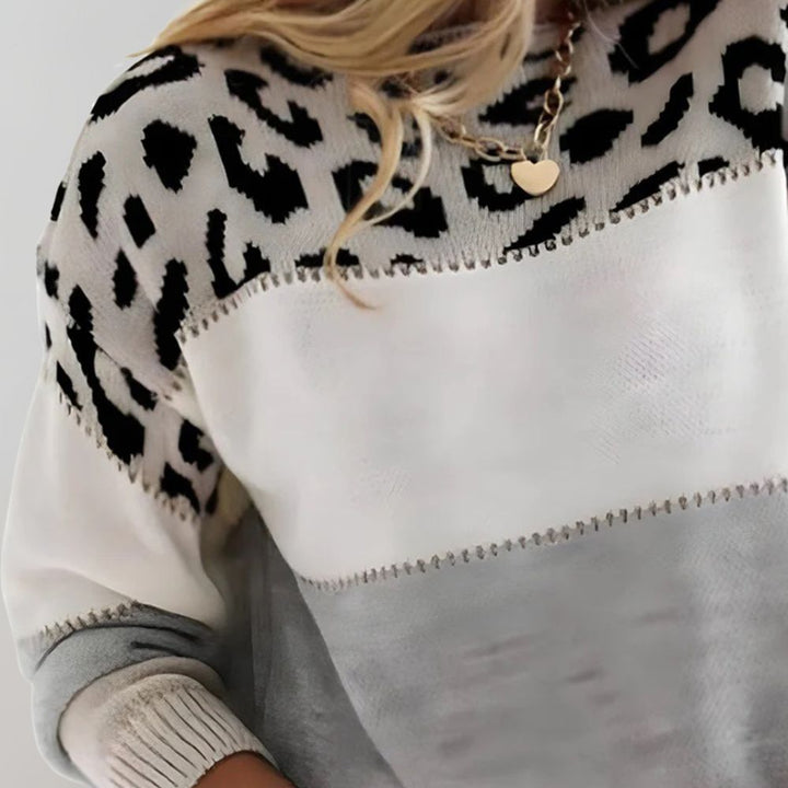 Diane | Maglione lavorato a maglia con accenti leopardati in cashmere — 4