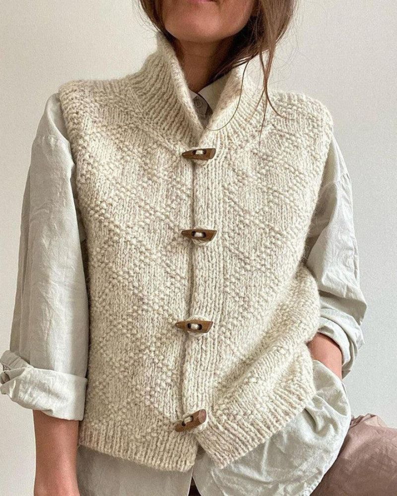 INGRID – ACCOGLIENTE CARDIGAN SENZA MANICHE IN MAGLIA — 1