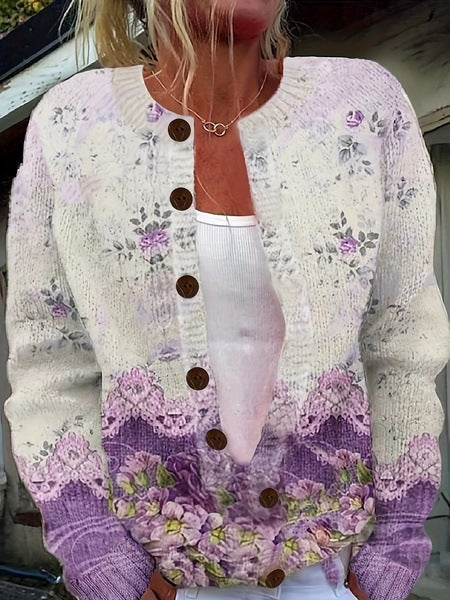 Chloe | Maglione cardigan floreale vintage — 3