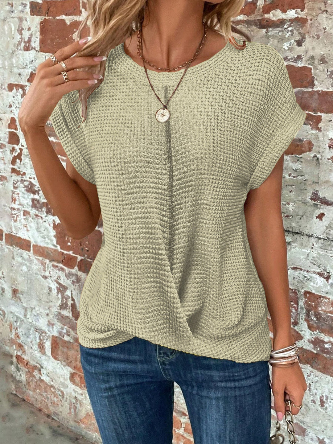 Sylvia™ | T-shirt casual in maglia waffle — 7
