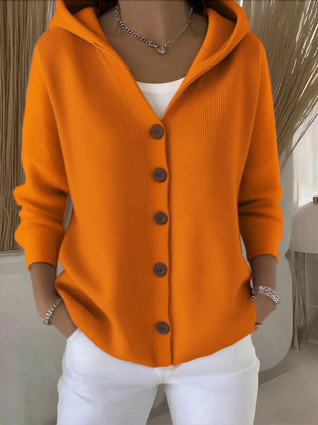 Darienne™ | Cardigan in maglia abbottonato con cappuccio — 6