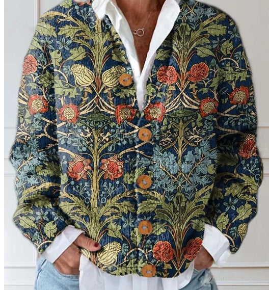 Chloe | Maglione cardigan floreale vintage — 2
