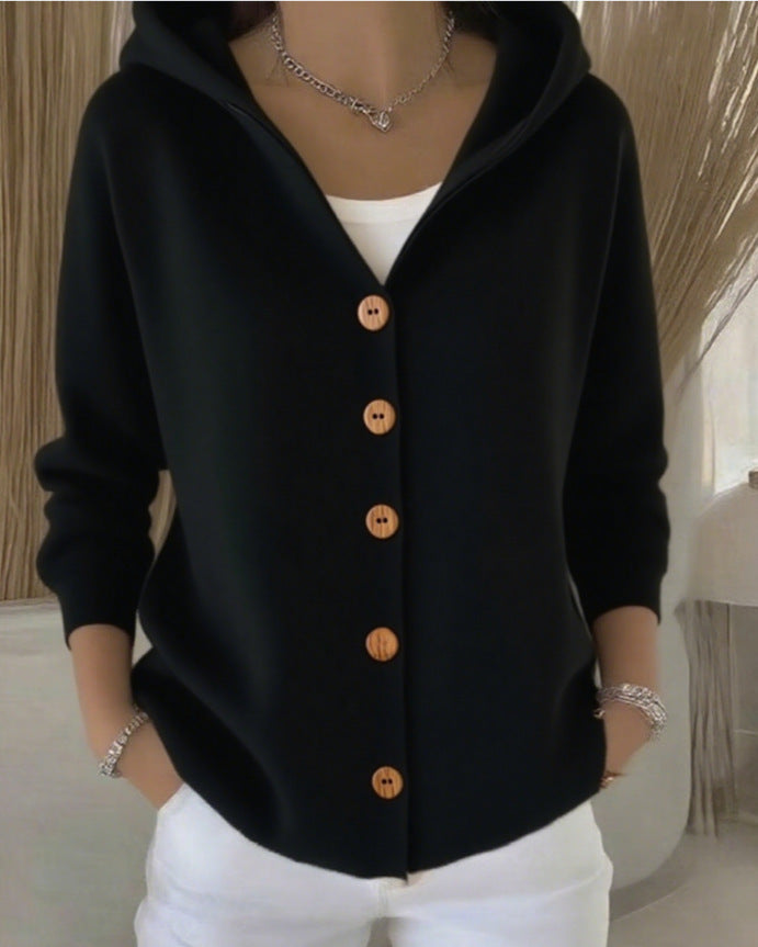 Darienne™ | Cardigan in maglia abbottonato con cappuccio — 8
