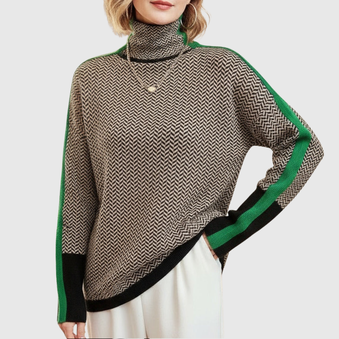 Eleanor | Maglione di lusso a spina di pesce con collo alto